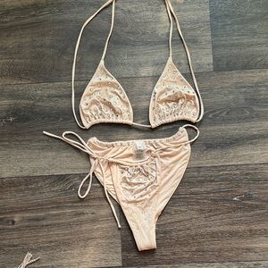 Beach Bunny Peach Bikini with Rhinestones